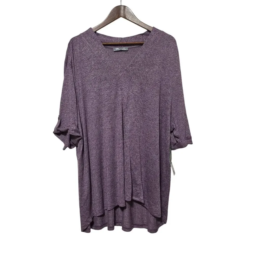 Lee Riders Shirt Sleeve Lightweight Sweater Women’s Size 3X Heather Purple NWT
